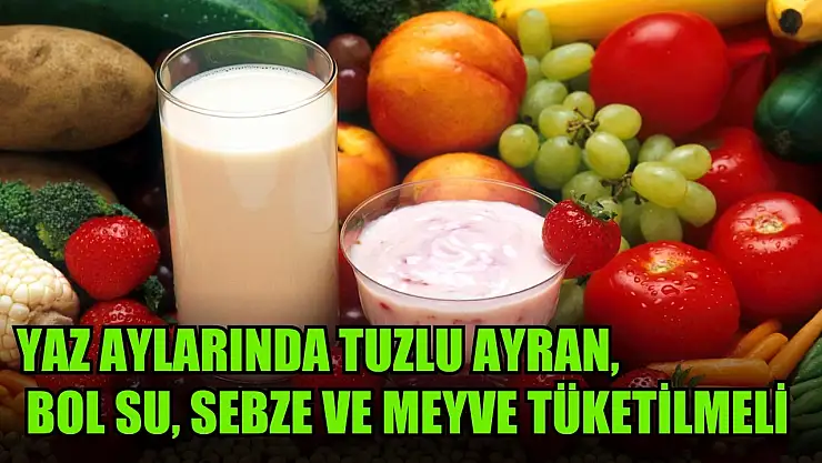 Yaz aylarında tuzlu ayran, bol su, sebze ve meyve tüketilmeli
