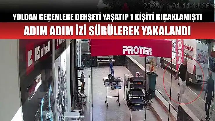 Yoldan geçenlere dehşeti yaşatıp 1 kişiyi bıçaklamıştı, adım adım izi sürülerek yakalandı