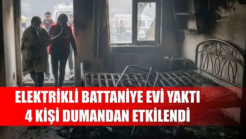 Elektrikli battaniye evi yaktı: 4 kişi dumandan etkilendi