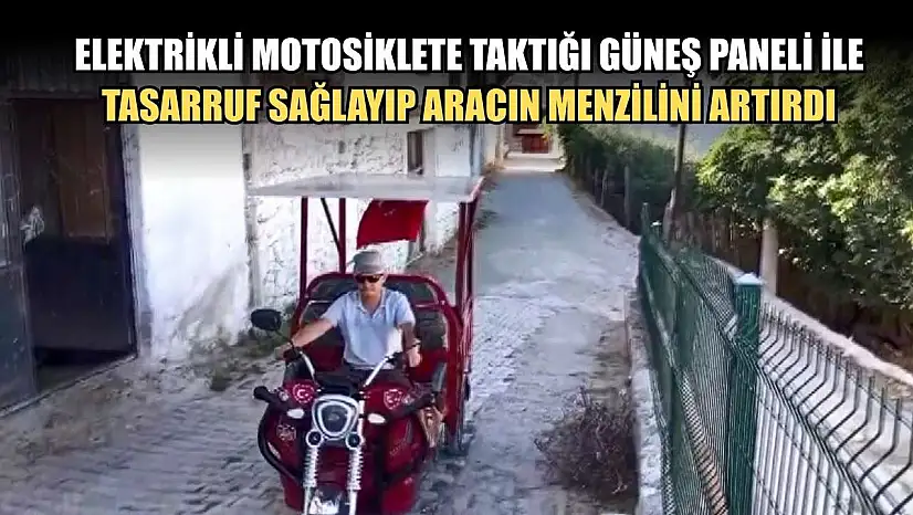 Elektrikli motosiklete taktığı güneş paneli ile tasarruf sağlayıp, aracın menzilini artırdı