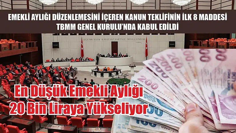 Emekli aylığı düzenlemesini içeren kanun teklifinin ilk 8 maddesi TBMM Genel Kurulu'nda kabul edildi