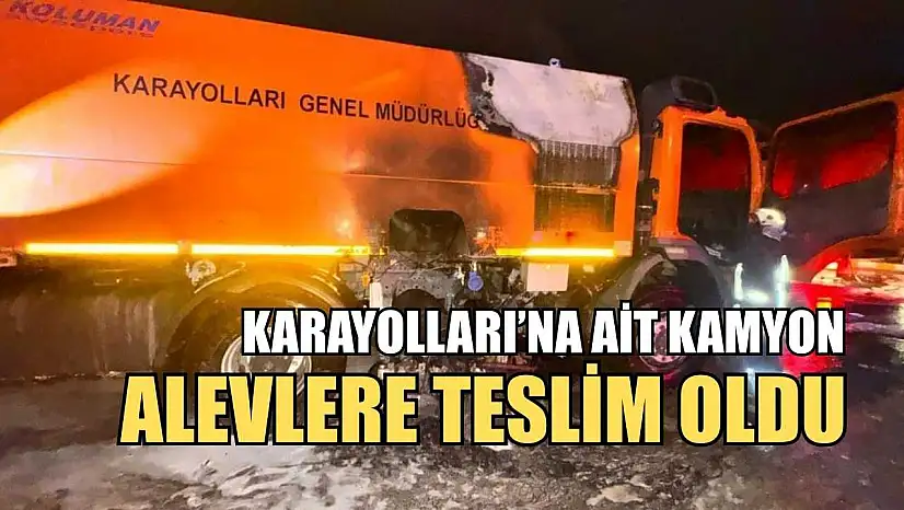 Karayolları'na ait kamyon alevlere teslim oldu