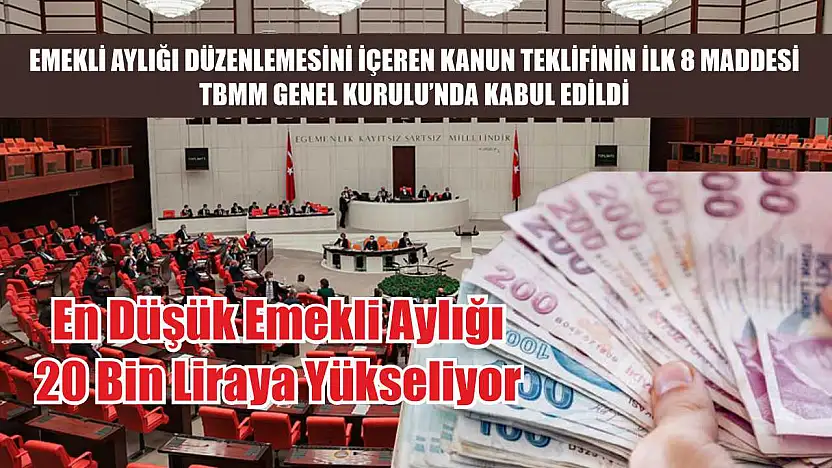 Emekli aylığı düzenlemesini içeren kanun teklifinin ilk 8 maddesi TBMM Genel Kurulu'nda kabul edildi