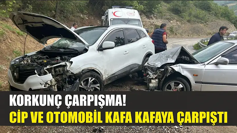 Korkunç çarpışma! Cip ve otomobil kafa kafaya çarpıştı