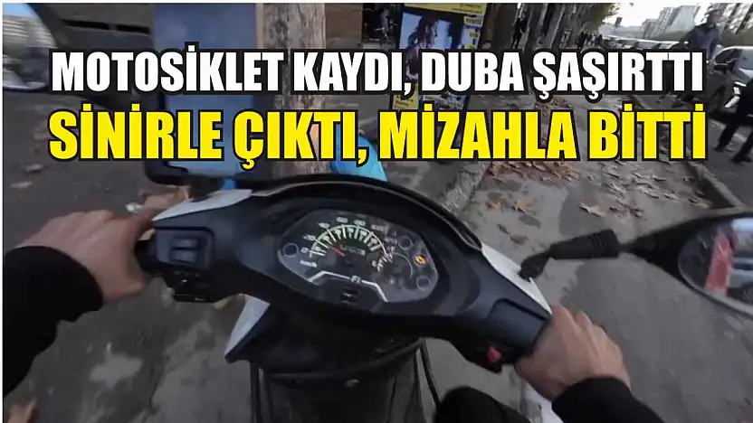 Motosiklet kaydı, duba şaşırttı: Sinirle çıktı, mizahla bitti