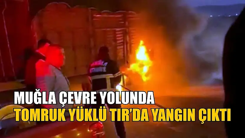 Muğla çevre yolunda tomruk yüklü tırda yangın çıktı