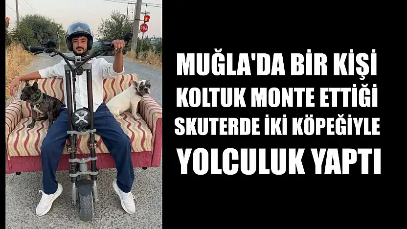 Muğla'da bir kişi koltuk monte ettiği skuterde iki köpeğiyle yolculuk yaptı