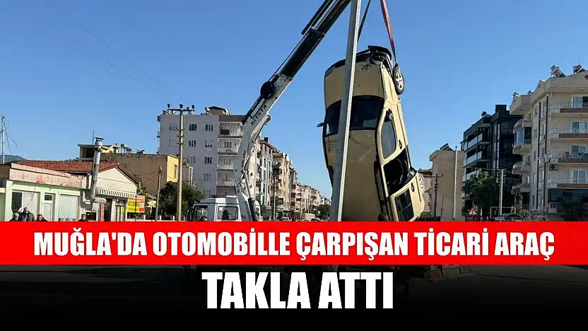 Muğla'da otomobille çarpışan ticari araç takla attı