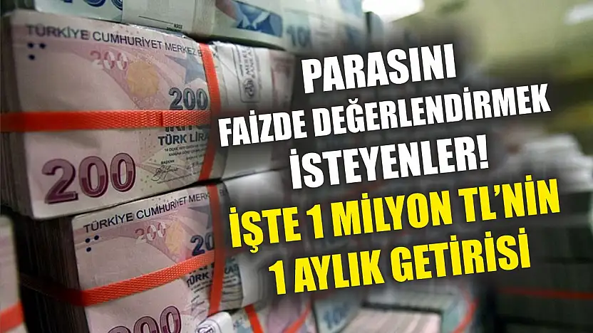 Parasını faizde değerlendirmek isteyenler! İşte 1 milyon TL'nin 1 aylık getirisi