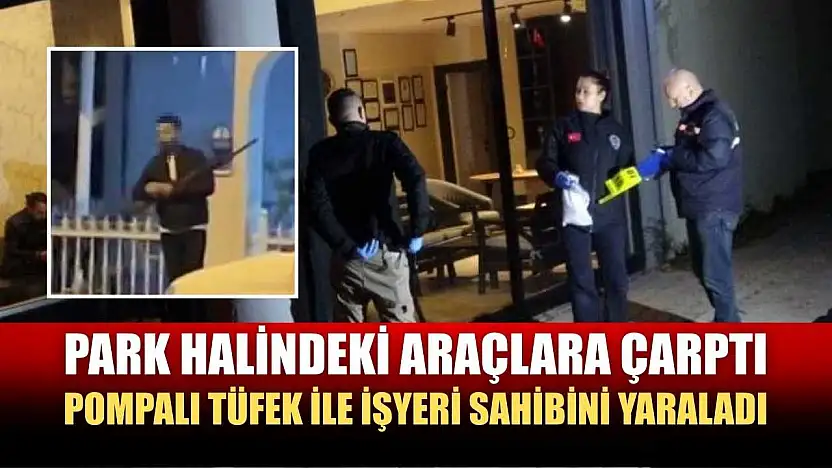 Park halindeki araçlara çarptı, pompalı tüfek ile işyeri sahibini yaraladı