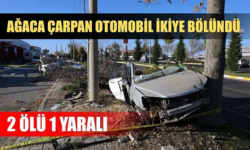 Ağaca çarpan otomobil ikiye bölündü: 2 ölü 1 yaralı