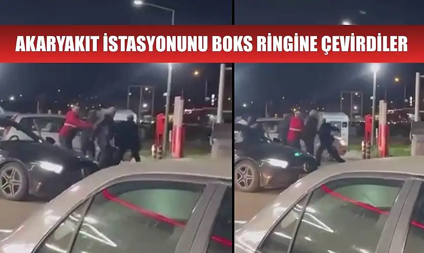 Akaryakıt istasyonunu boks ringine çevirdiler