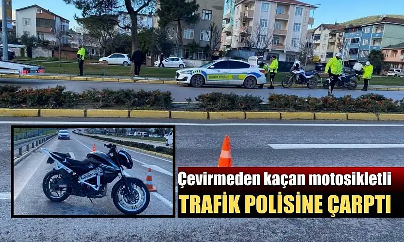 Çevirmeden kaçan motosikletli trafik polisine çarptı