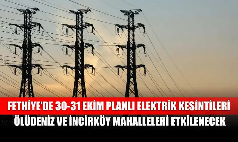 Fethiye'de 30-31 Ekim Planlı Elektrik Kesintileri: Ölüdeniz ve İncirköy Mahalleleri Etkilenecek