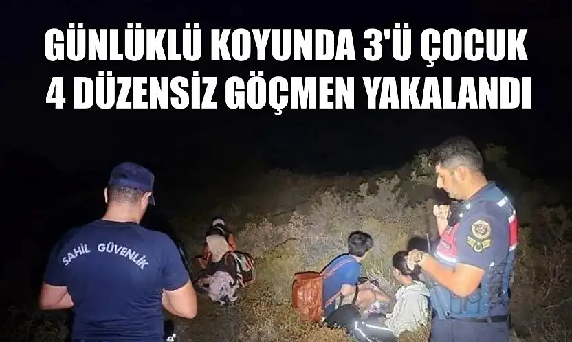 Günlüklü koyunda 3'ü çocuk 4 düzensiz göçmen yakalandı