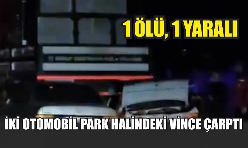 İki otomobil park halindeki vince çarptı: 1 ölü, 1 yaralı