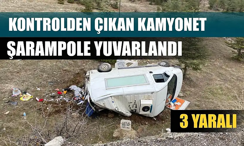Kontrolden çıkan kamyonet şarampole yuvarlandı: 3 yaralı