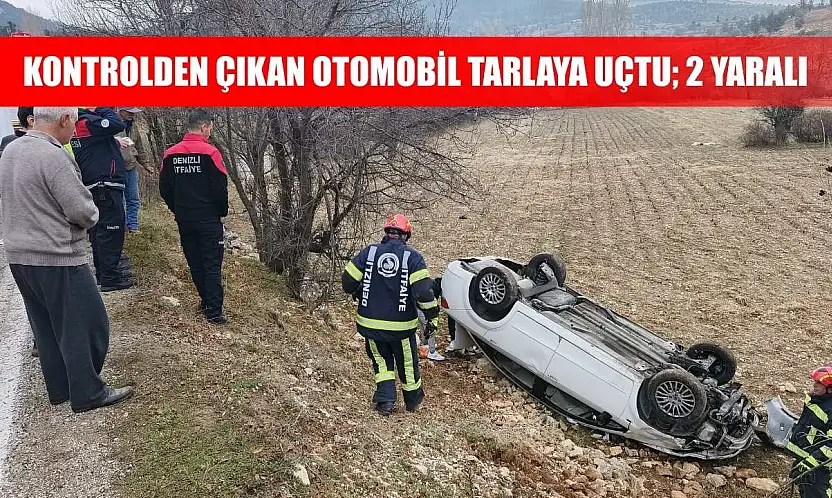 Kontrolden çıkan otomobil tarlaya uçtu 2 yaralı