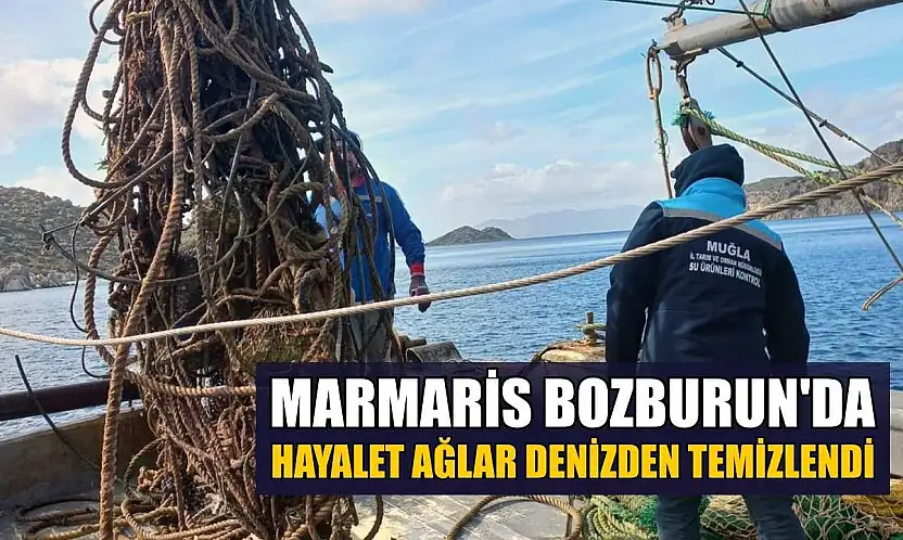 Marmaris Bozburun'da hayalet ağlar denizden temizlendi