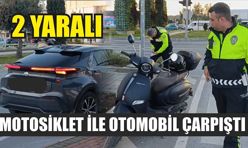 Motosiklet ile otomobil çarpıştı: 2 yaralı