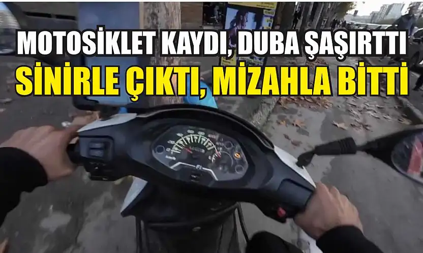 Motosiklet kaydı, duba şaşırttı: Sinirle çıktı, mizahla bitti
