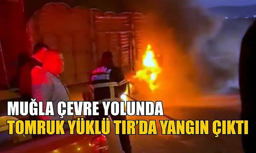 Muğla çevre yolunda tomruk yüklü tırda yangın çıktı