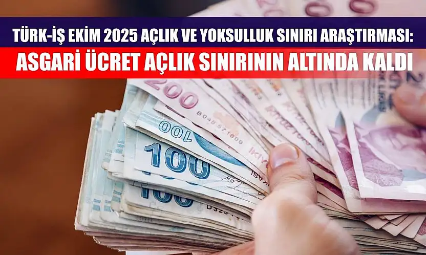 Türk-İş Ekim 2025 Açlık ve Yoksulluk Sınırı Araştırması: Asgari Ücret Açlık Sınırının Altında Kaldı
