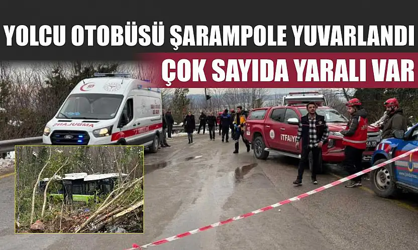 Yolcu otobüsü şarampole yuvarlandı, çok sayıda yaralı var