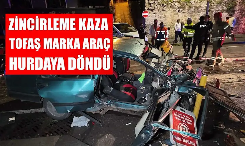 Zincirleme kaza: Tofaş marka araç hurdaya döndü