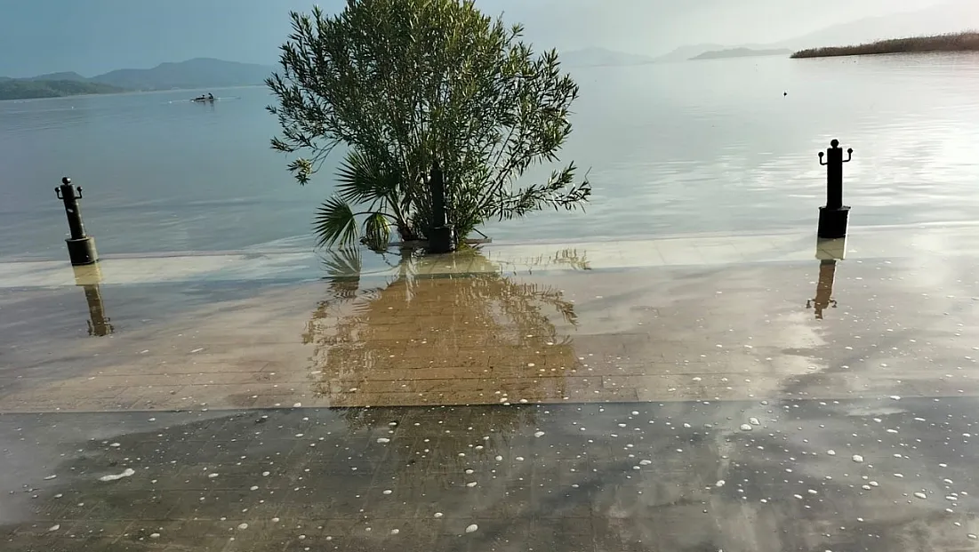 Köyceğiz Gölü taştı, Atatürk Kordonu sular altında kaldı