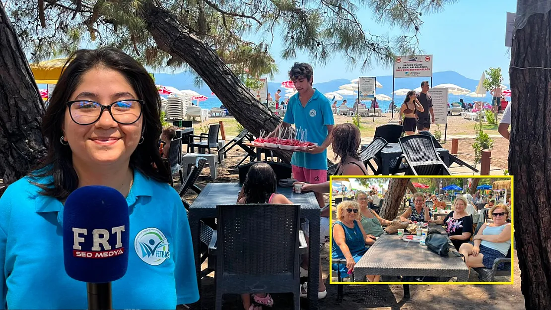 Fethiye Akmaz Halk Plajı'nda yaz sıcağına karşı serinleten ikram: Ücretsiz karpuz