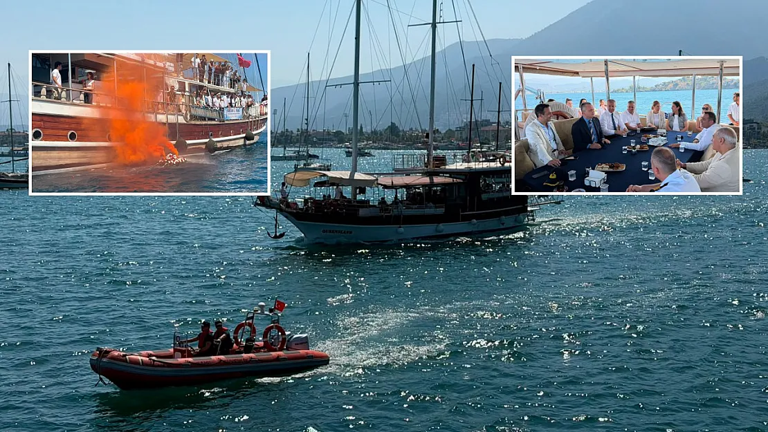 Fethiye'de deniz şehitleri için mavi sulara çelenk bırakıldı