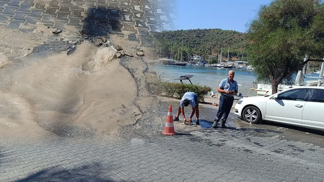 Fethiye'de şebeke suyu arızası yolda çökme riskine neden oldu