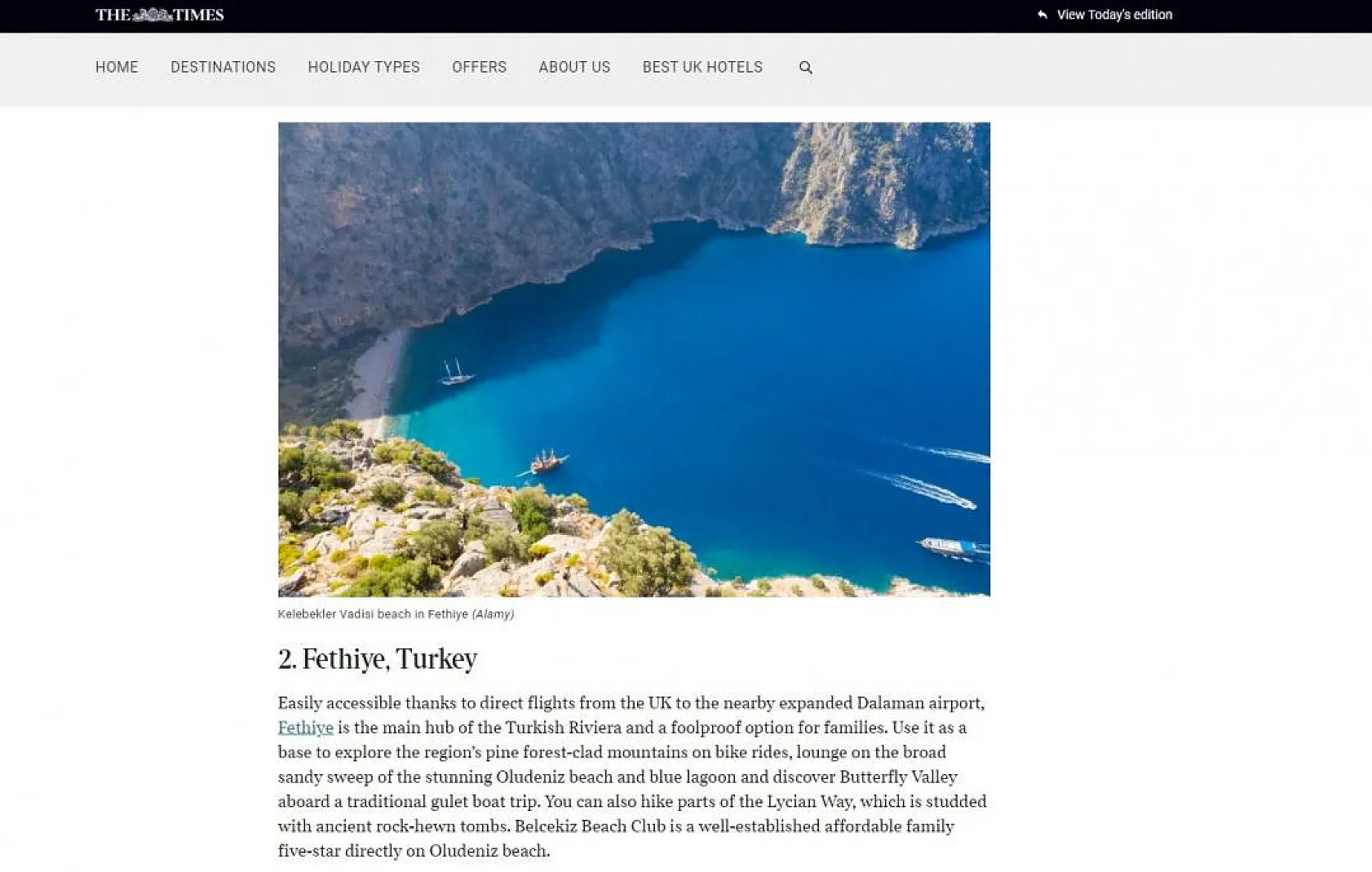 Türkiye'den sadece Fethiye'yi listeye aldılar