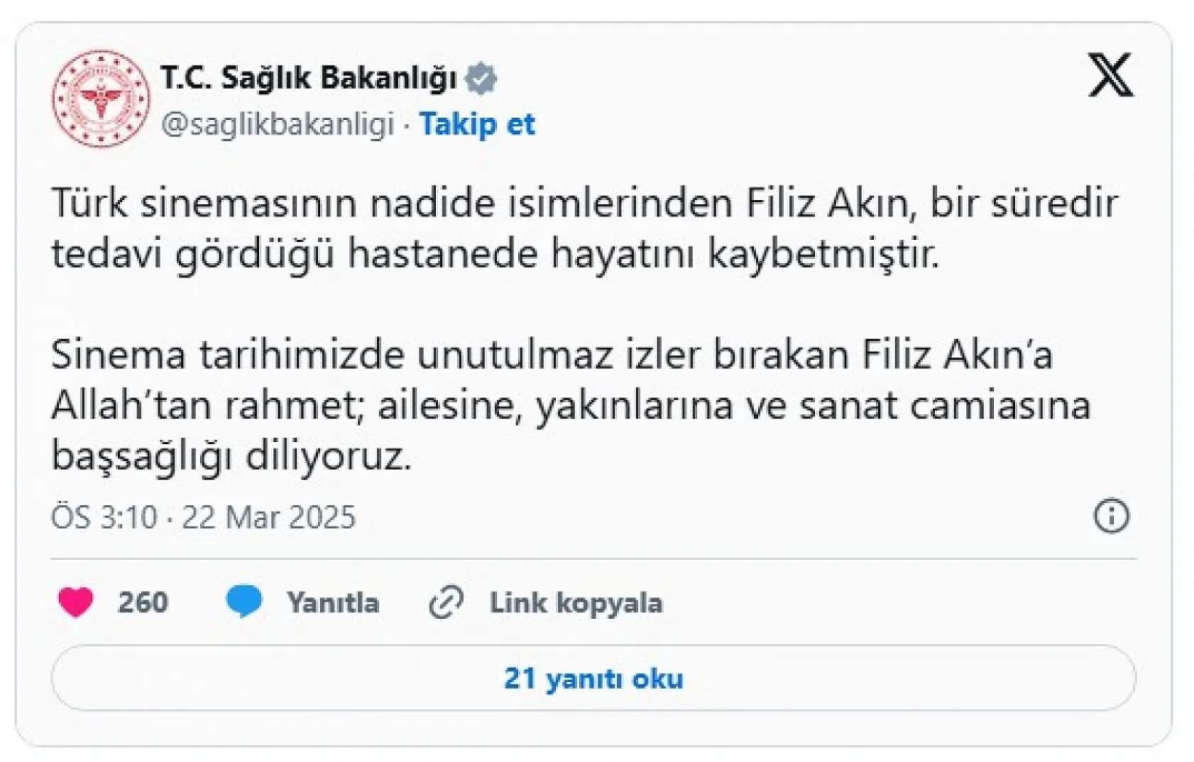 Yeşilçam'ın Efsane İsmi Filiz Akın hayatını kaybetti