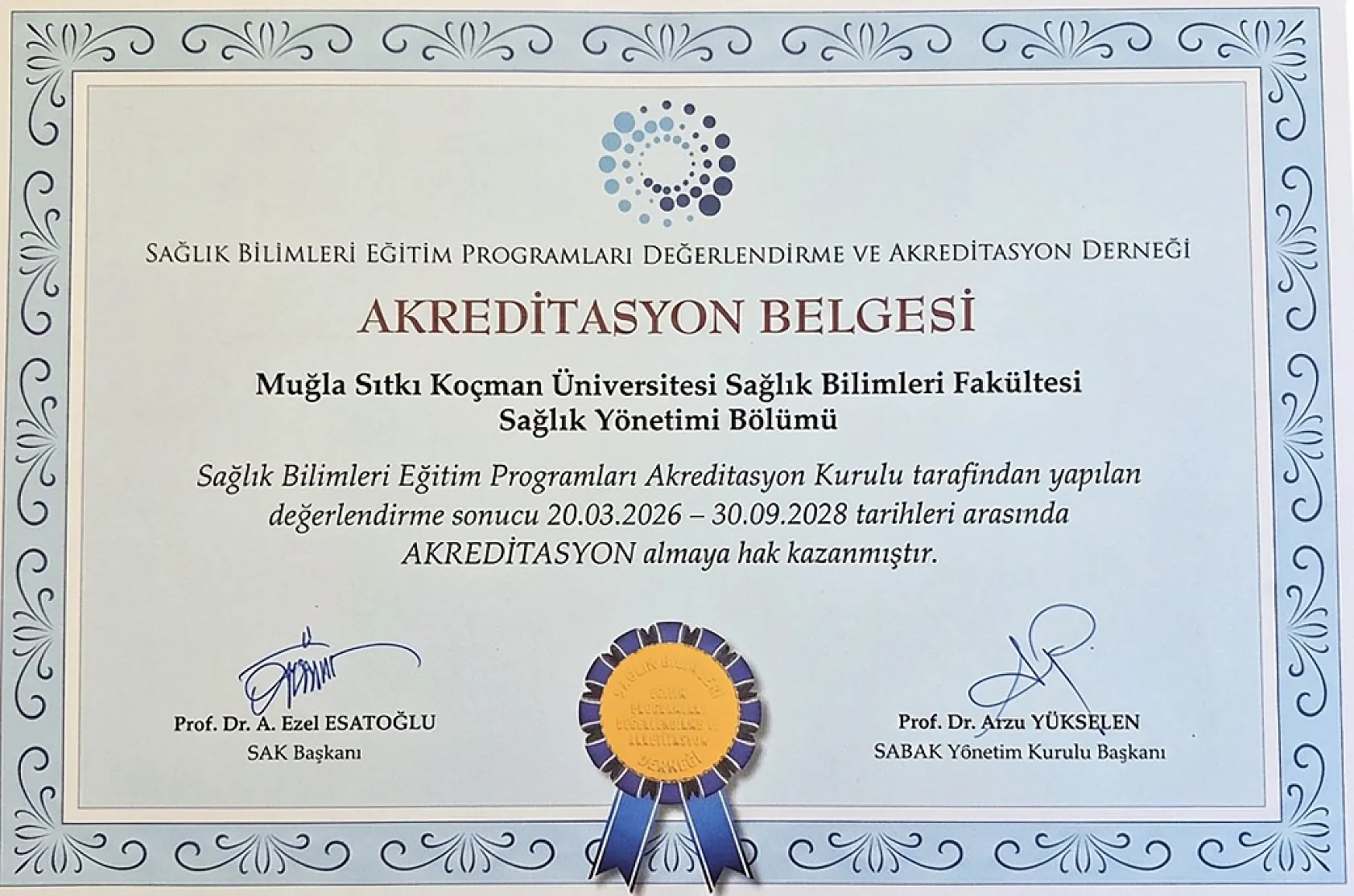 MSKÜ Sağlık Bilimleri Fakültesi'ne 2 yıllık akreditasyon