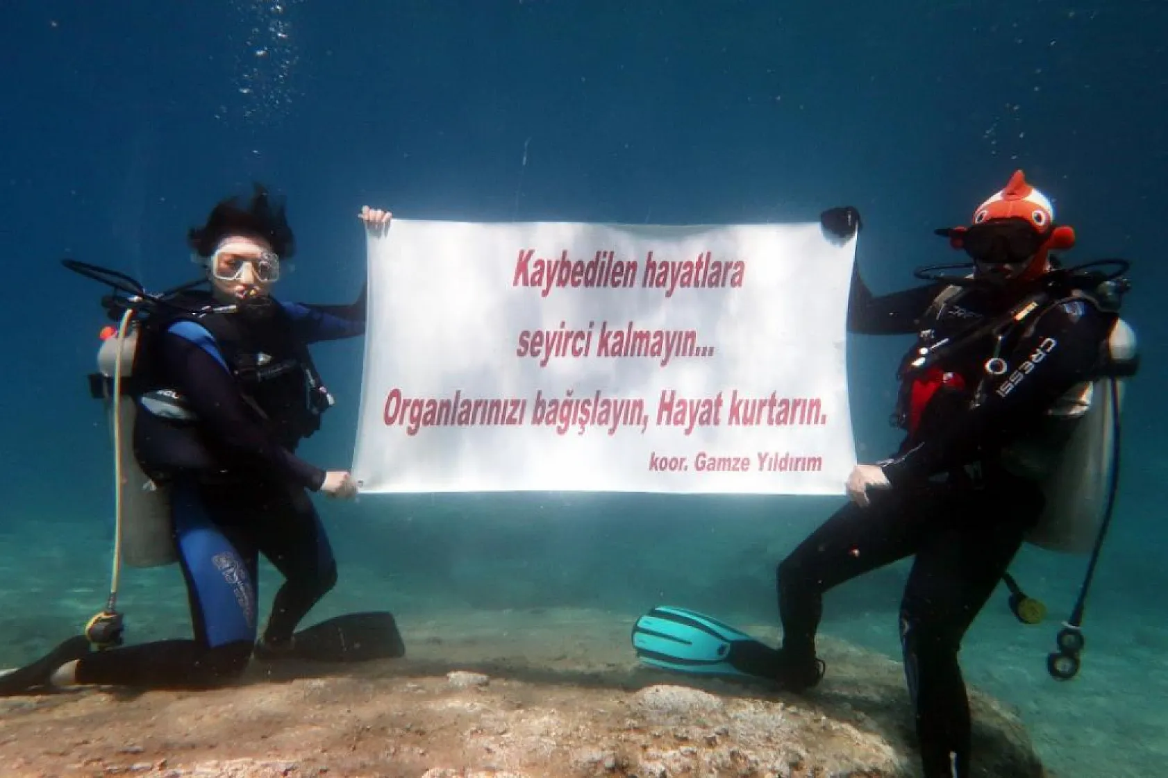 Fethiye'de dalgıçlardan deniz altında organ bağışı çağrısı