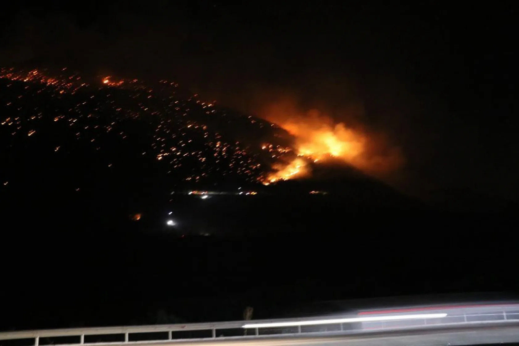 Denizli'de orman yangınına gece karadan müdahale sürüyor