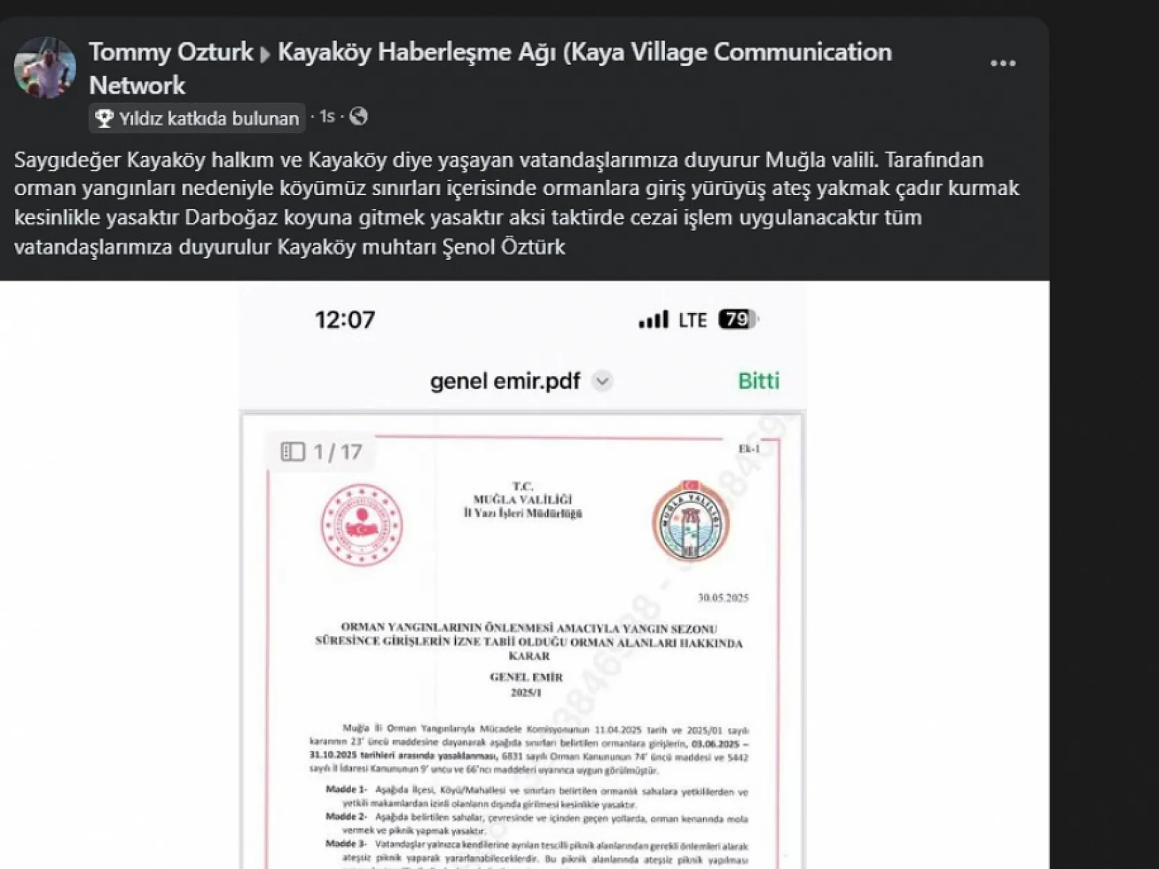 Fethiye Kayaköy'deki Ormanlık Alanlara ve Darboğaz Koyu'na Giriş Yasaklandı