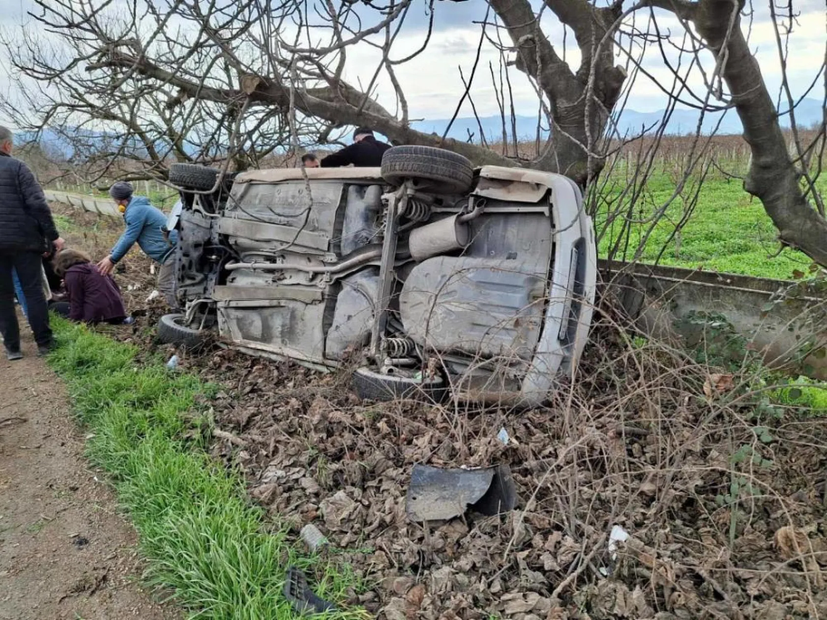 Tırın çarptığı otomobil ağaçlık alana uçtu : 3 yaralı