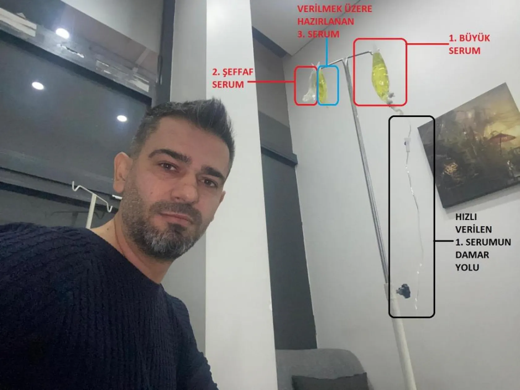 38 yaşındaki adam sarı serum bağlandıktan sonra fenalaşarak hayatını kaybetti