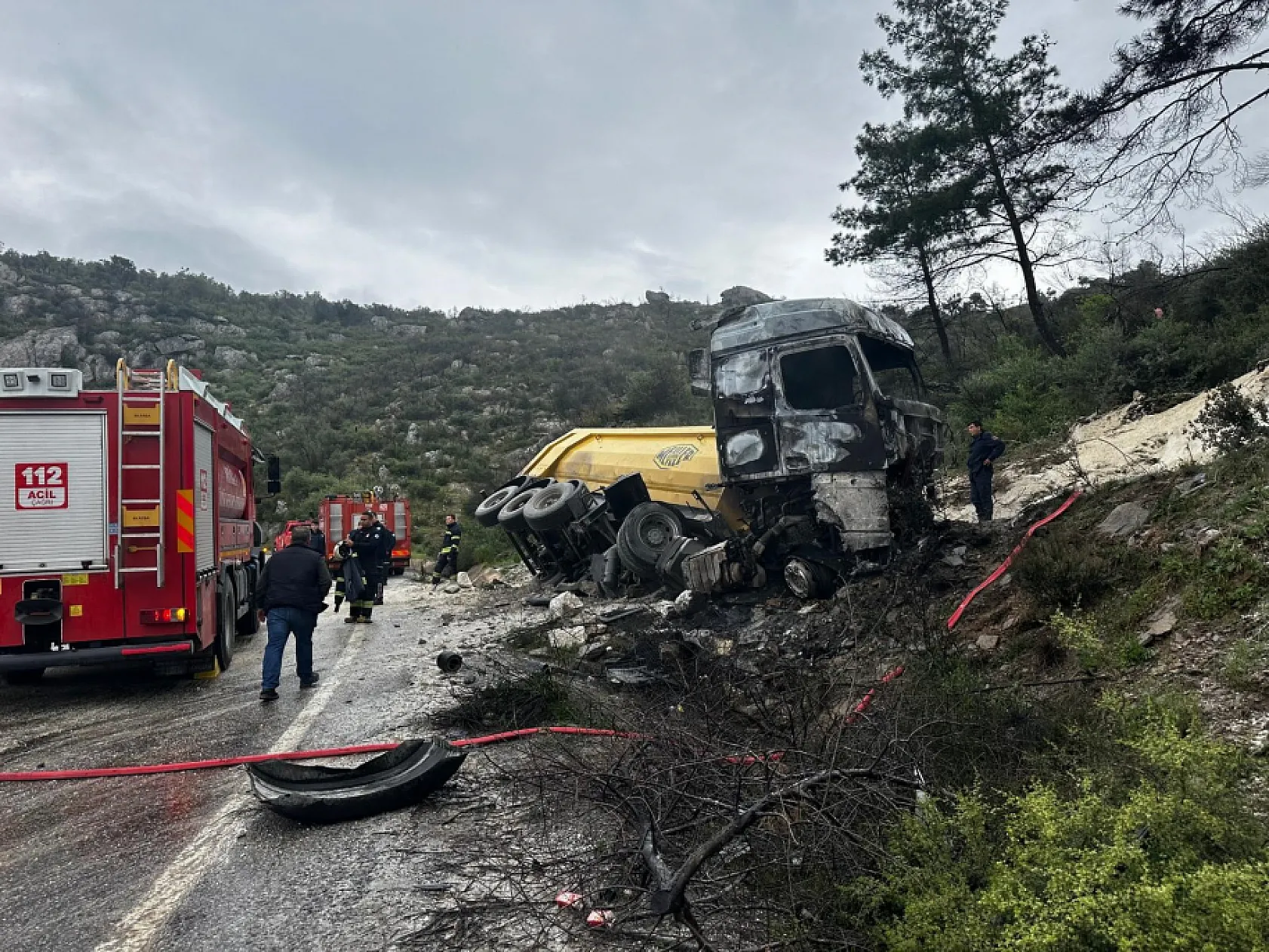 Muğla'da tır sürücüsü feci şekilde yanarak can verdi