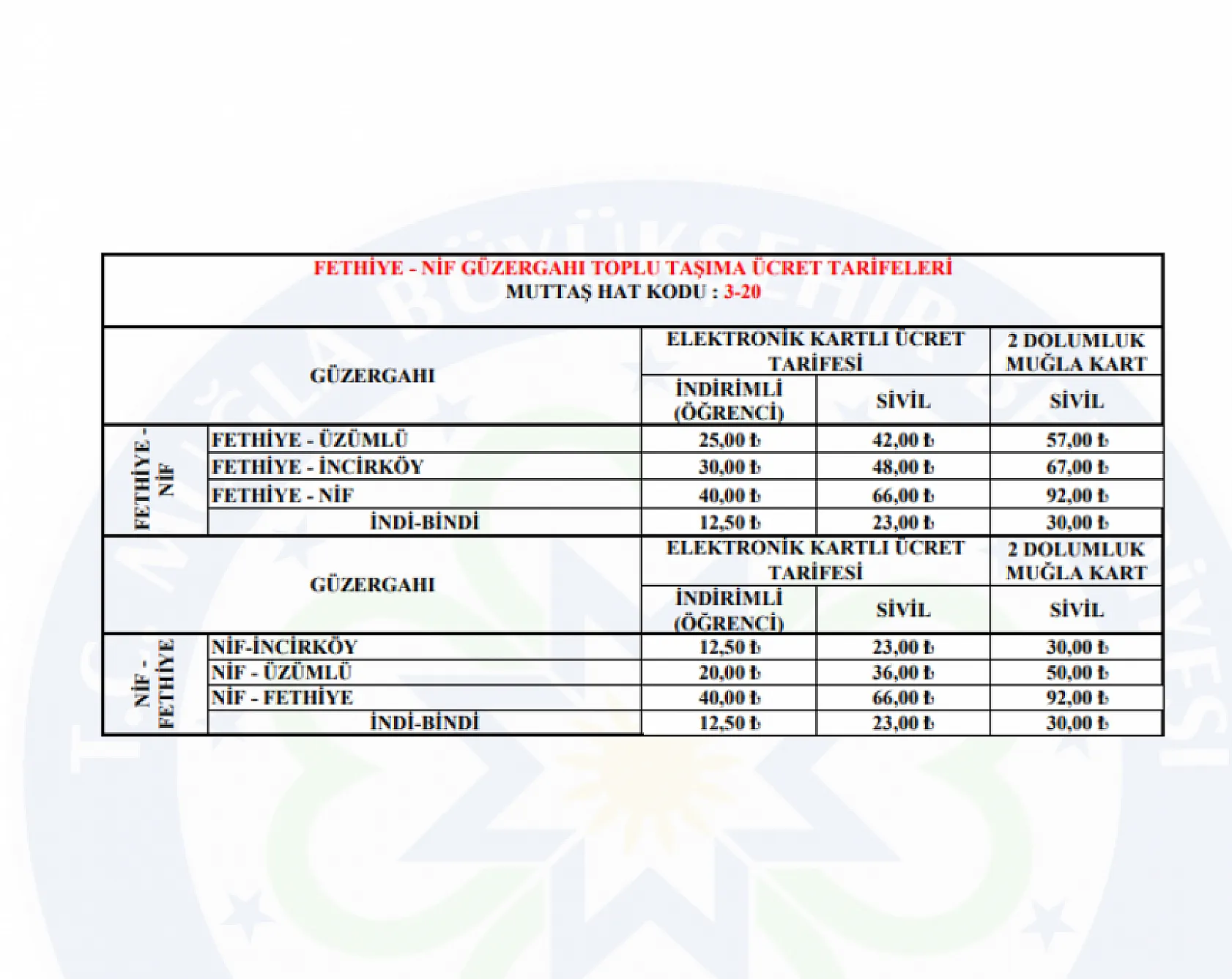Fethiye'de dolmuş ücretlerine zam geldi! Öğrenci, tam ücreti kaç lira oldu? Fethiye, Ölüdeniz, Göcek..