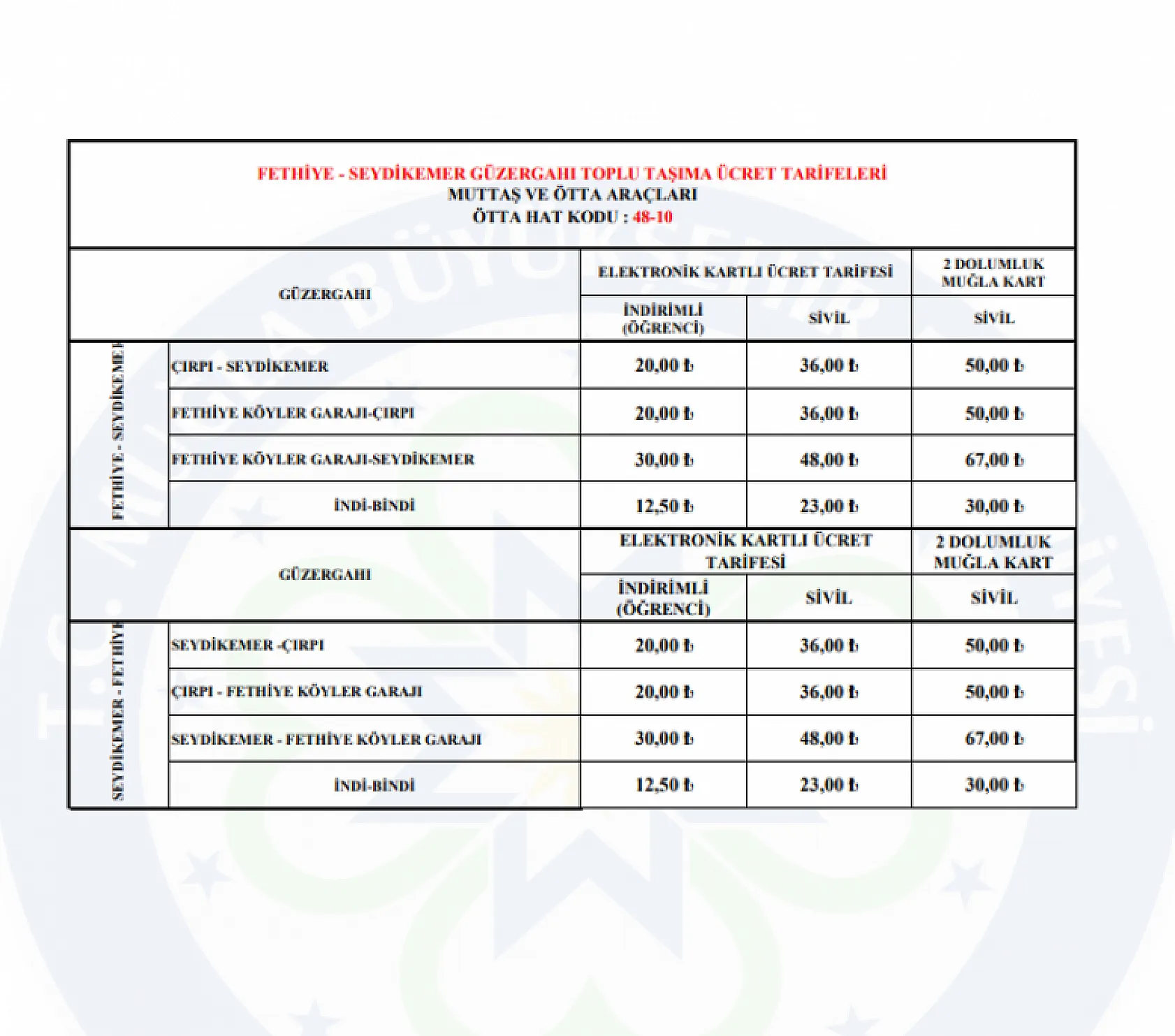 Fethiye'de dolmuş ücretlerine zam geldi! Öğrenci, tam ücreti kaç lira oldu? Fethiye, Ölüdeniz, Göcek..
