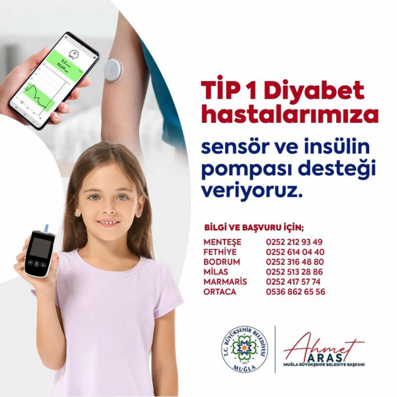 Muğla Büyükşehirden Tip 1 diyabet hastalarına destek
