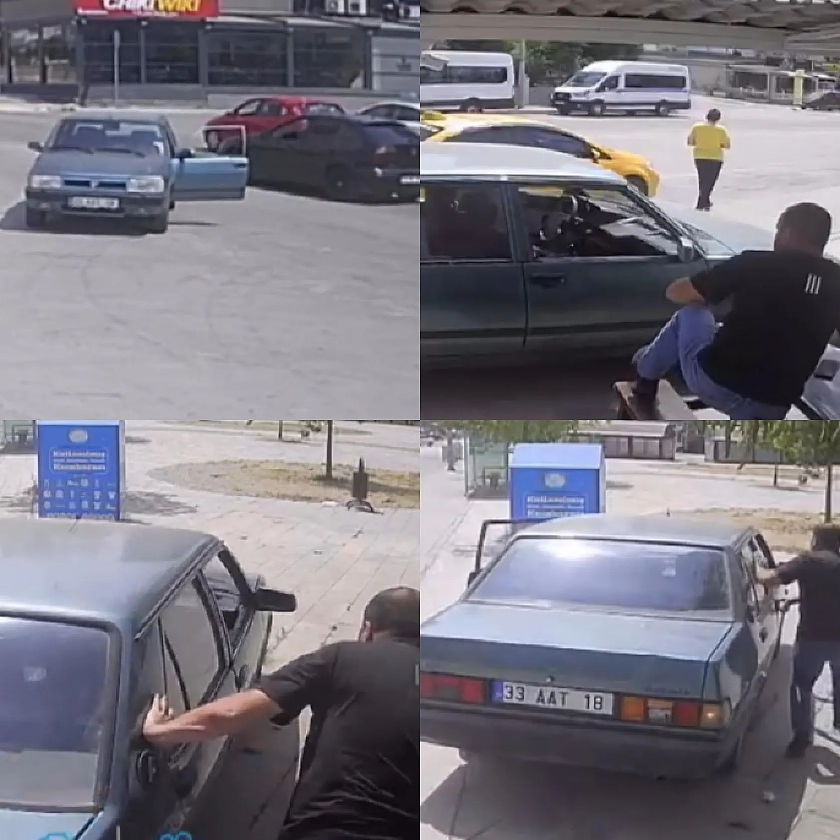 Günün kahramanı taksici: Caddeyi geçip insanların üzerine giden otomobili durdurdu