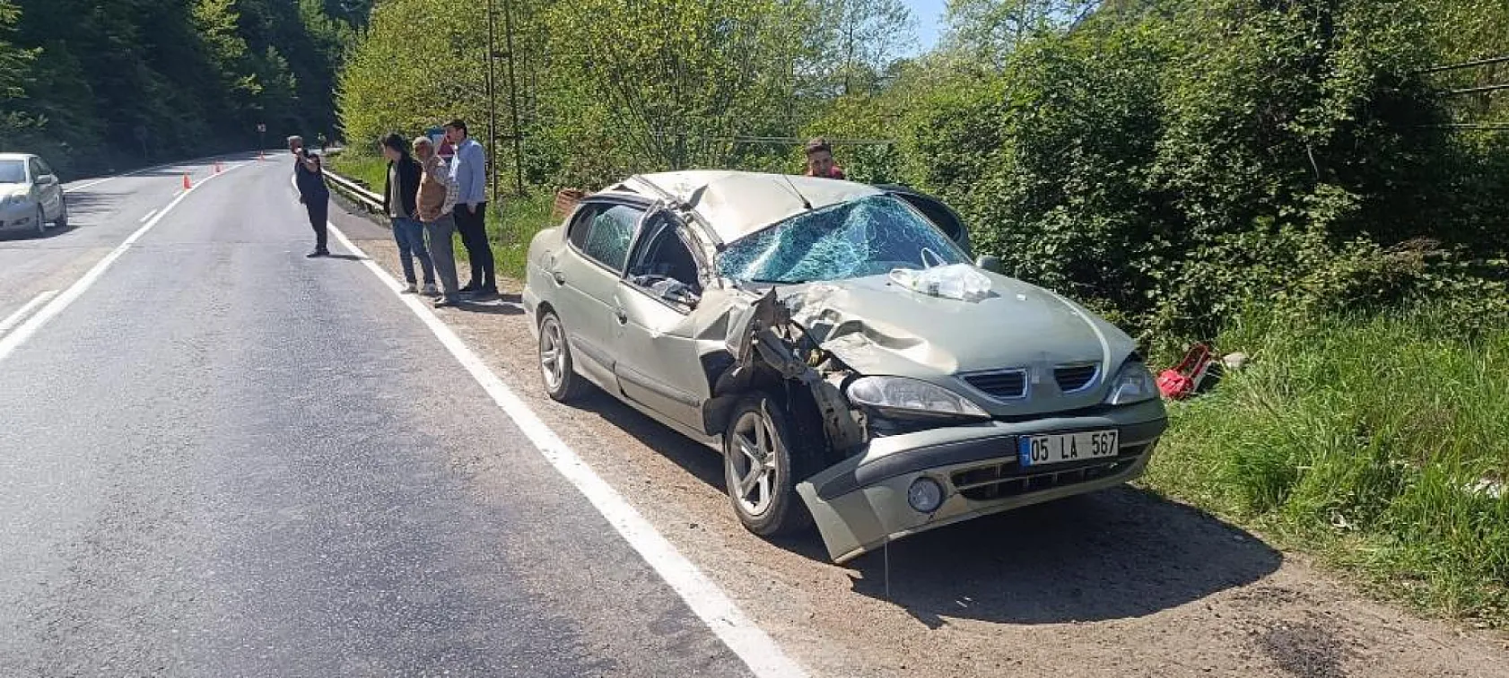 Seyir halindeki otomobilin üzerine kaya parçası düştü: 2'si çocuk 5 yaralı