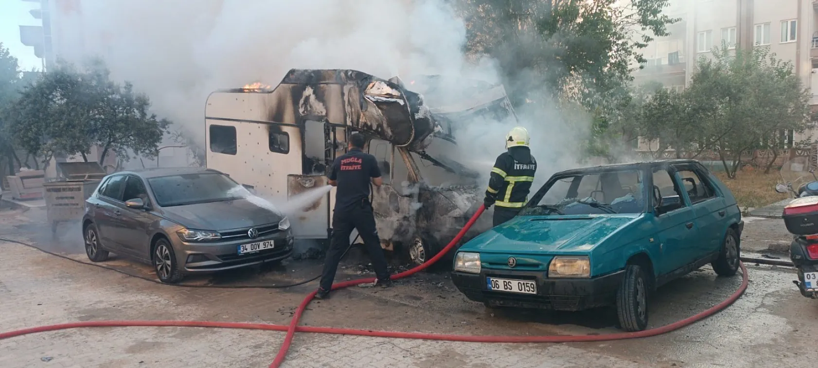 Menteşe'de karavan küle döndü