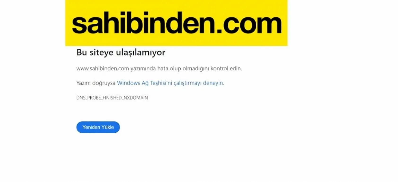 Sahibinden.com çöktü mü? Sunucu erişim sorunu ile siteye erişilemiyor..