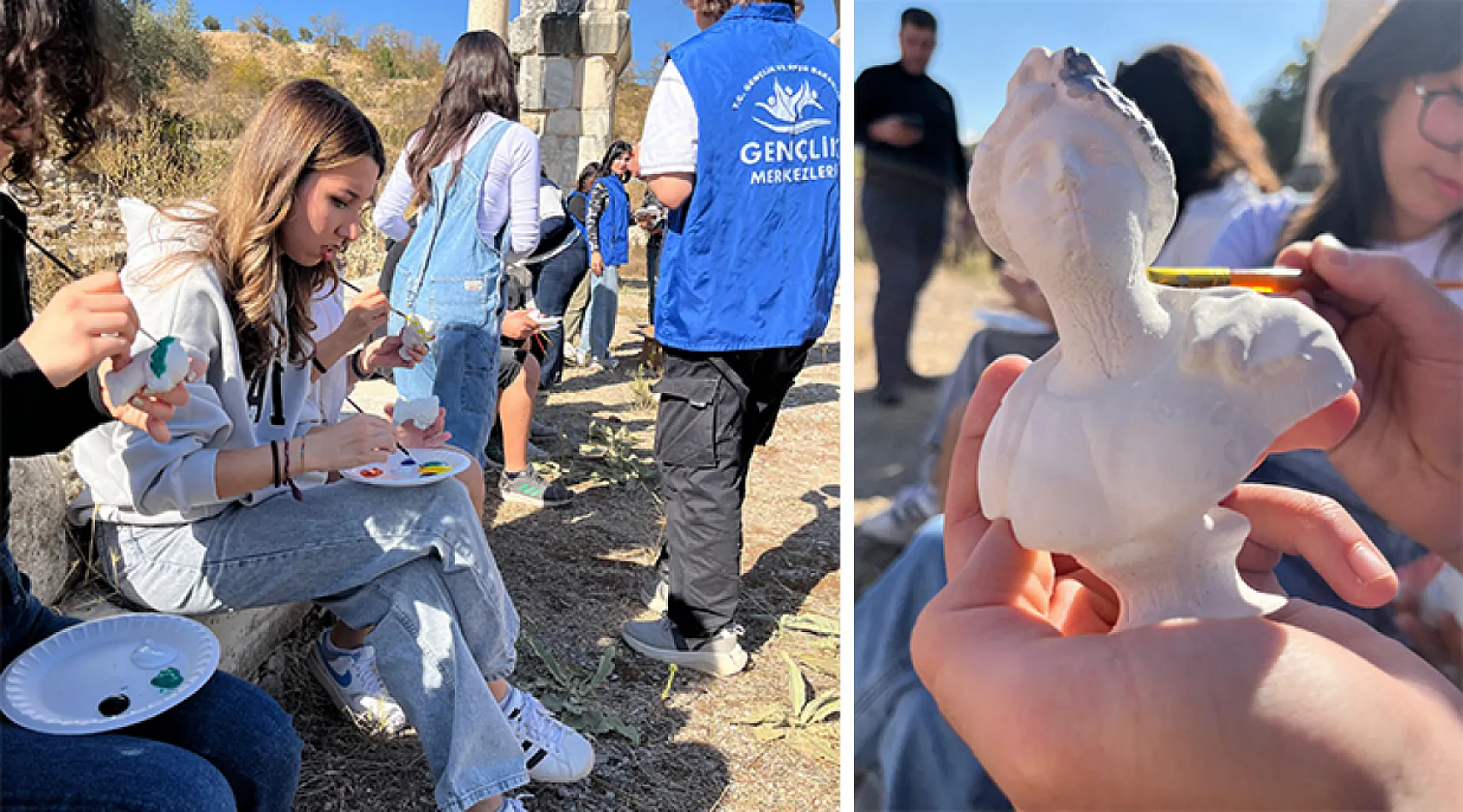 Muğla'da gönüllü gençler Stratonikeia'da sanatla buluştu